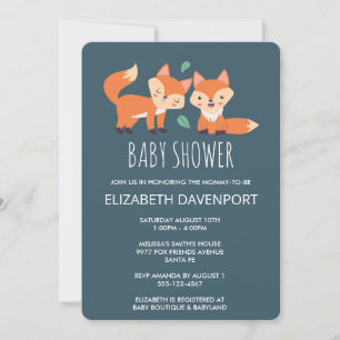 Carte Baby Shower Renardeaux Orange Mignons