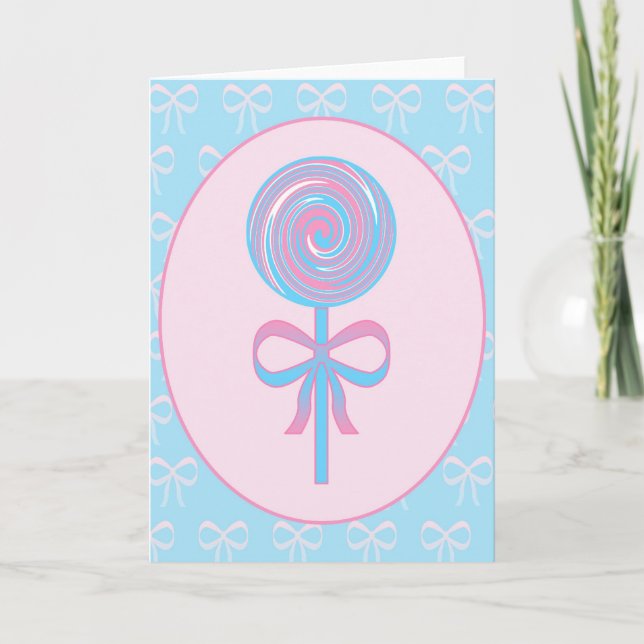 Carte baby shower rose et bleu (Devant)