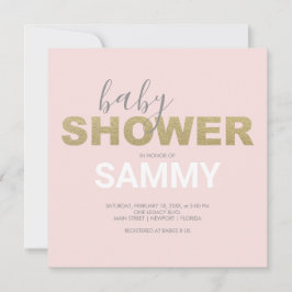 Carte Baby shower rose et or Faux