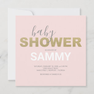Carte Baby shower rose et or Faux