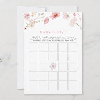 Carte Baby shower rose Floral Jeu Bingo Bébé Jeu