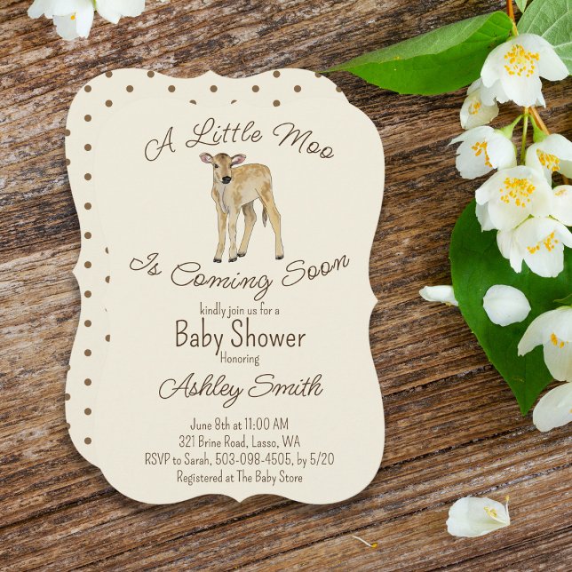 Carte Baby shower rustique du veau de vache de ferme (Créateur téléchargé)