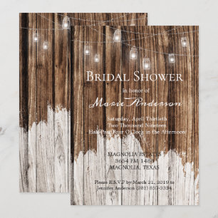 Carte Baby Shower Rustique en Bois et Lanternes