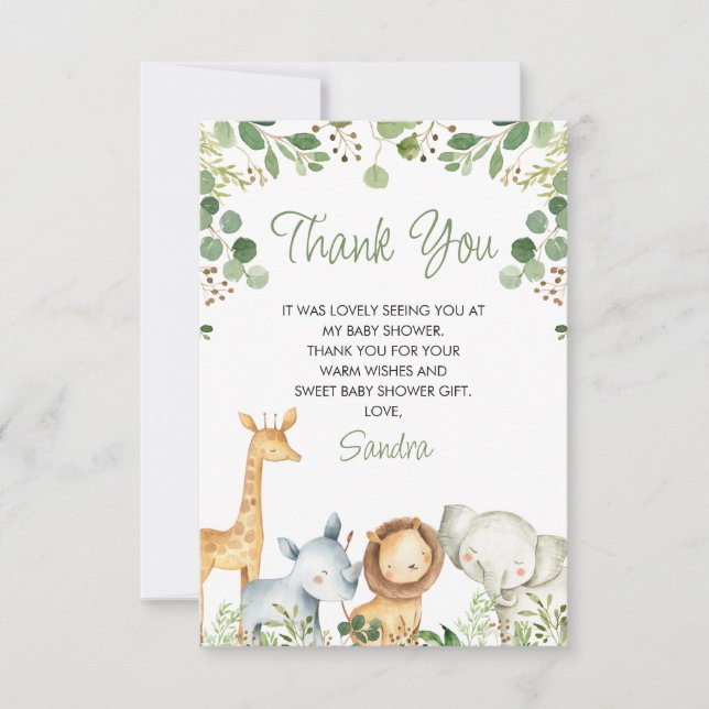 Carte Baby shower Safari Cute Eucalyptus Foliage (Devant)