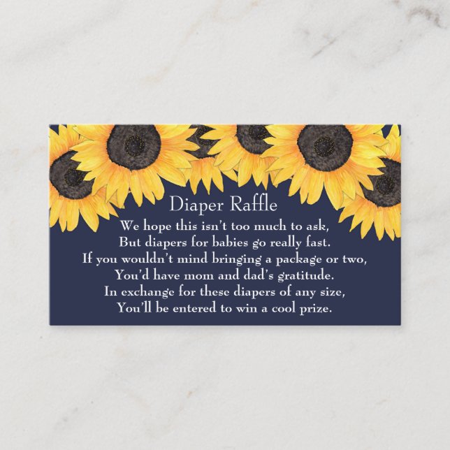 Carte Baby shower Sunflowers Blue Diaper (Devant)