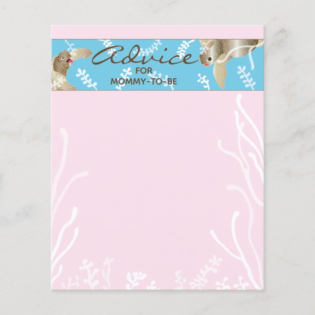 Carte baby shower "Tortue rose" (Devant)