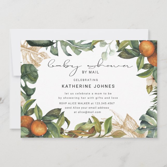 Carte baby shower virtuel de fruits tropicaux (Devant)