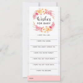 Carte Baby shower Wish Game Shabby Chic Rustique Floral
