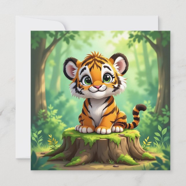 Carte Baby Tiger | Belle caricature de l'art de la pépin (Devant)