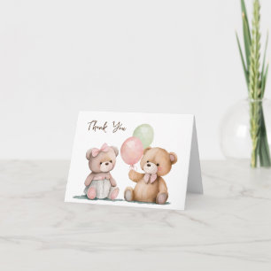 Carte Baby Twin Nounours Merci