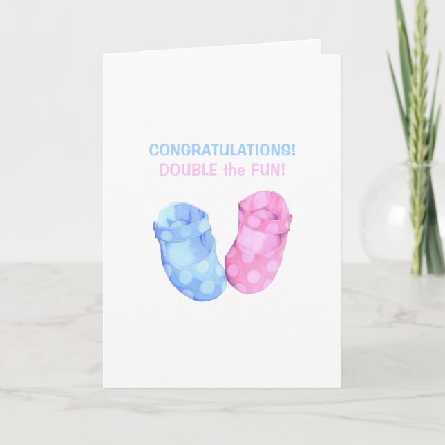 Carte Baby Twins Booties Félicitations Card (Devant)