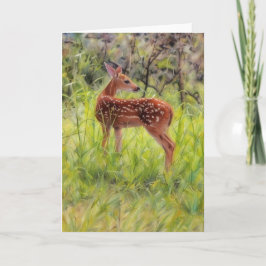 Carte Baby Wild Deer Fawn Art Nature Note Card