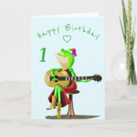 BabyBirthday Card Guitar Player Frog Personnalisé