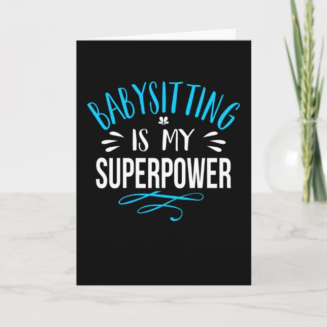 Carte Babysitting est ma super-puissance jeu de mots App (Devant)