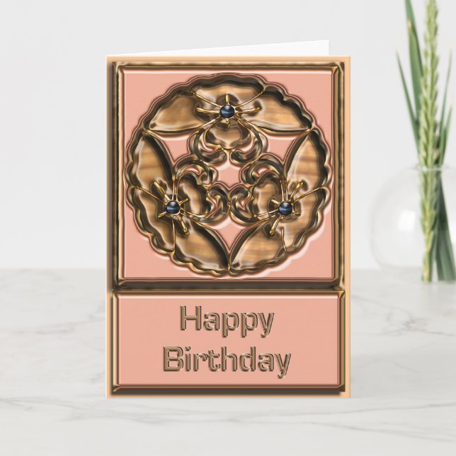 Carte Bac à papillon en métal embouti Anniversaire (Devant)