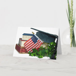 Carte Bac de diplôme et drapeau américain