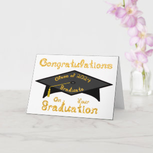 Carte Bac de graduation noire Classe d'or 2024 Casquette