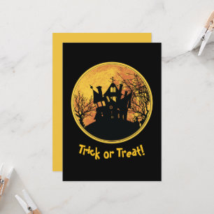 Carte Bac de nuit d'Halloween ou maison de Pleine lune d