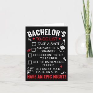 Carte Bachelor To Do List Groom Bride Party Funny Bachel