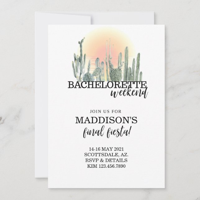 Carte Bachelorette, bachelorette du désert, scotsdale ba (Devant)