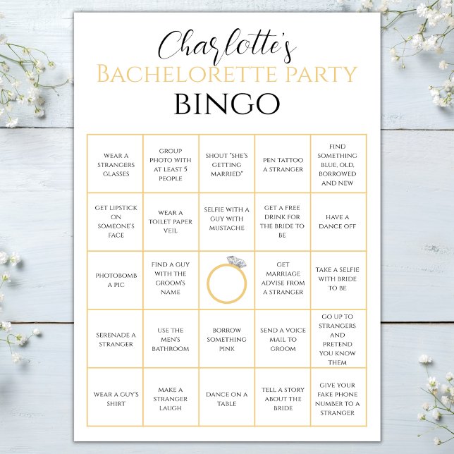 Carte Bachelorette Bingo Gold Hen Party (bachelorette bingo hen party game gold bachelorette party games party game bingo gold ring)