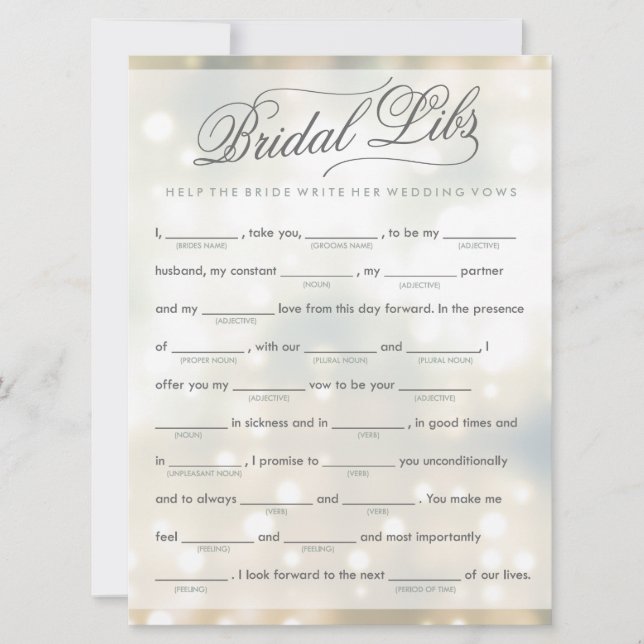 Carte Bachelorette des Libs nuptiales (élégante) (Devant)