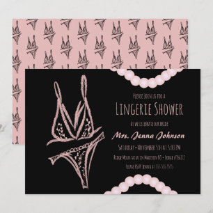 Carte Bachelorette Lingerie Fête des mariées Perles rose