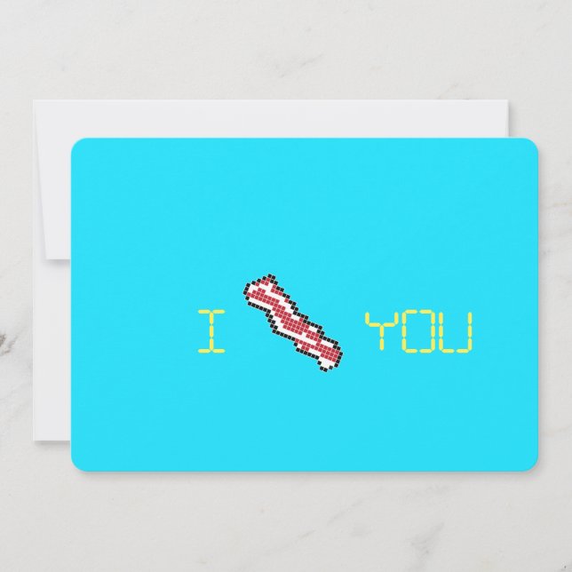 Carte Bacon 8 bits Retro Pixel I Heart You Card (Devant)