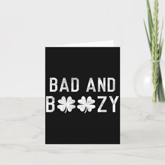 Carte Bad And Boozy St Patricks Day Shamrock Green  (Devant)