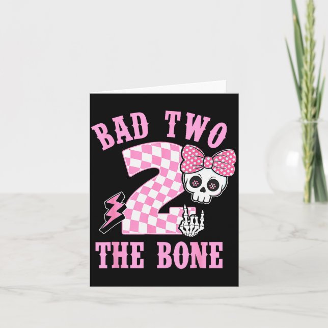 Carte Bad Two The Bone Birthday 2 Years Old Nk Checkered (Devant)