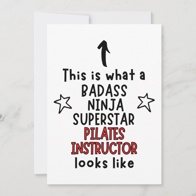 Carte Badass, Ninja, Superstar, Pilates Instructeur (Devant)
