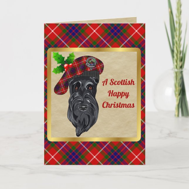 Carte Badge Fraser & Tartan - Noël personnalisé (Devant)