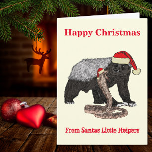 Carte Badger de miel de Noël contre Snake drôle Père Noë