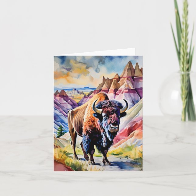 Carte Badlands National Park South Dakota Watercolor (Devant)