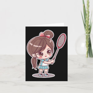 Carte Badminton Girl Comic Style Shuttle Jeu Pour Les Fi