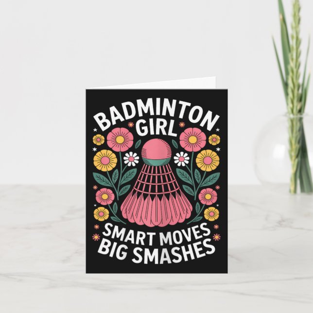Carte Badminton Girl Shuttle Funny Badminton (Devant)