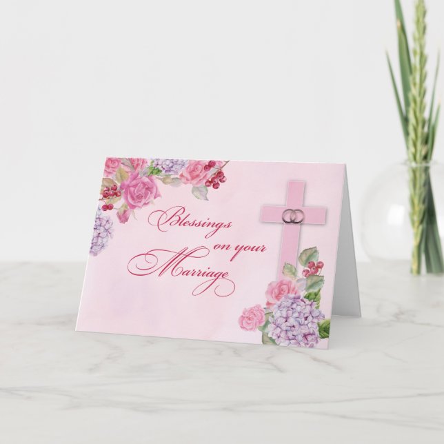 Carte Bague de félicitations de mariage Religieux Croix (Devant)