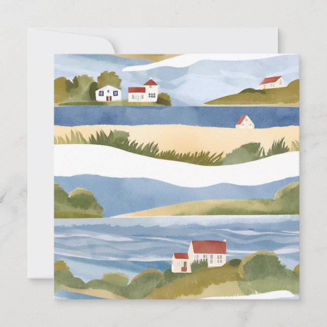 Carte Baie de Cape Cod | Aquarelle côtière océanique (Devant)