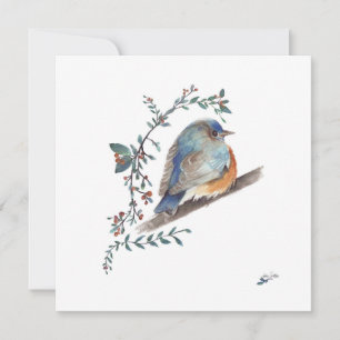 Carte Baies d'aquarelle Bleue Bleu Art verdoyant