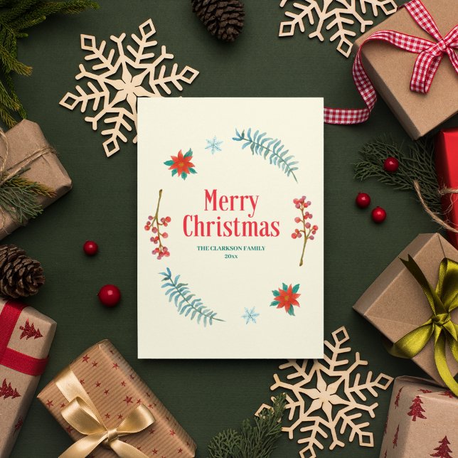 Carte Baies d'aquarelle et verdure Vacances Wreath (Créateur téléchargé)