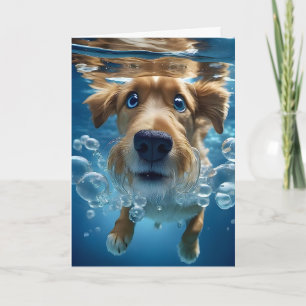 Carte Baignade de chien mignonne sous l'eau Vide Salutat