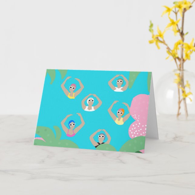 Carte Baigneurs artistiques | Illustration de natation a (Fleur jaune)