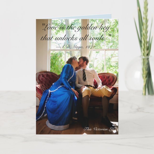 Carte Baiser en couple, citation victorienne (Devant)