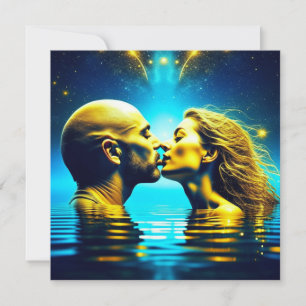 Carte Baiser romantique sous les étoiles Art éthéré