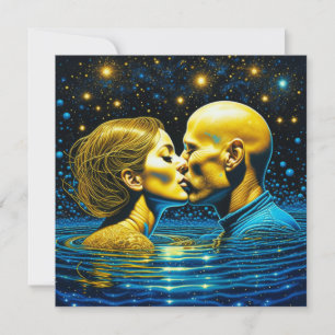 Carte Baiser romantique sous les étoiles Art mystique