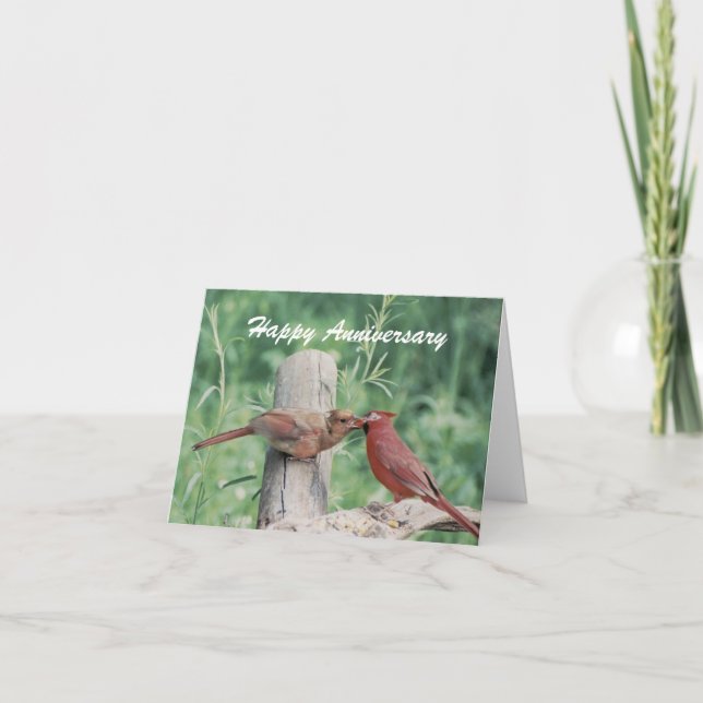 Carte Baisers de l'anniversaire heureux de cardinaux (Devant)