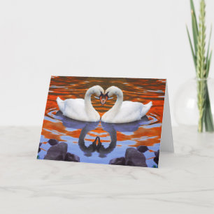 Carte Baisers des cygnes dans l'amour, cous de forme de