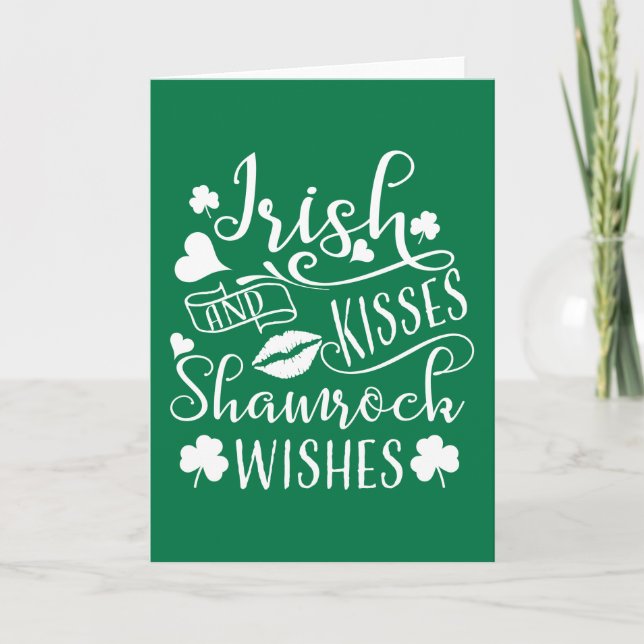 Carte Baisers irlandais et souhaits Shamrocks (Devant)