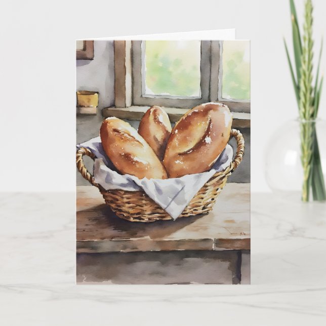 Carte Baked Bread in a Basket Farmhouse Aesthetic  (Devant)