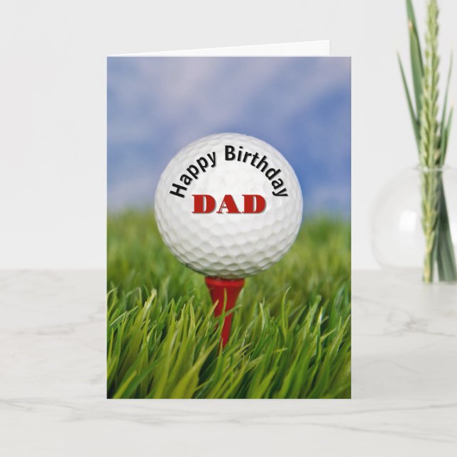 Carte Bal de golf d'anniversaire de papa à Tee (Devant)